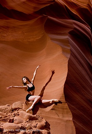 canyon photos dancer in canyon black two piece leotard
