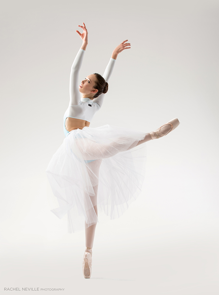 contemporary white tulle with crop top dance audition photos