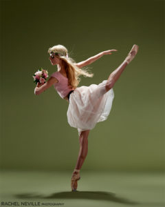 dance audition photo with props flower bouquet