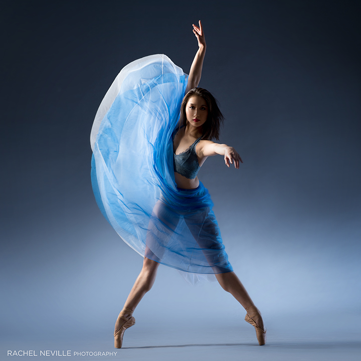 dancer en pointe, in blue, blue dance photography