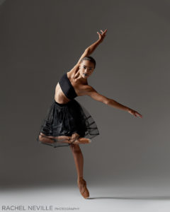 Contemporary Ballet photograph of dancer Megan Prout in skirt and pointe by Rachel Neville Photography